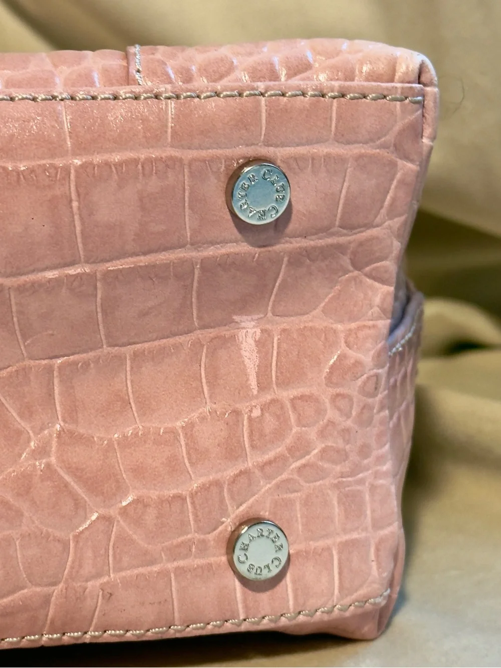 Charter Club Pink Croc-Embossed Leather Tote
